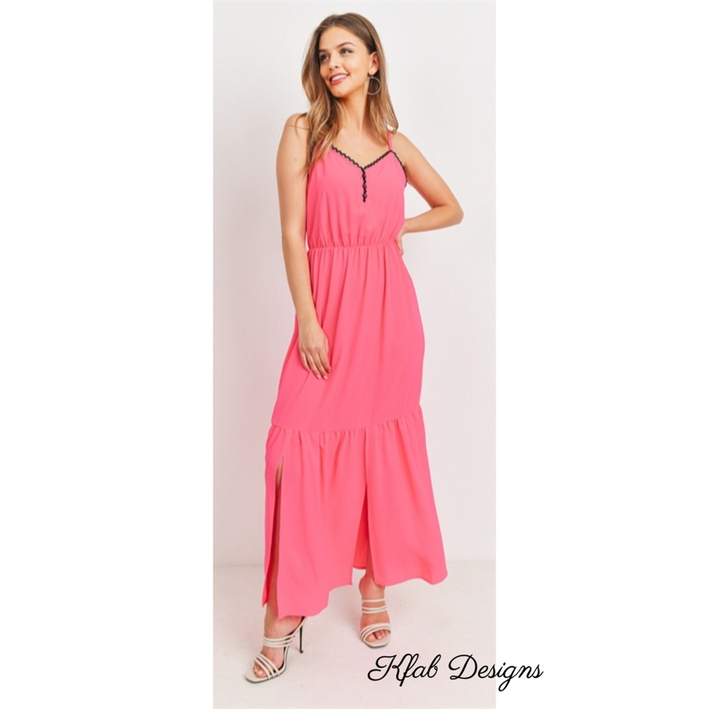 ❤️LAST Lace Trim Sweetheart Neck Tiered Maxi Dress - Picture 5 of 6